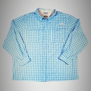 Habit Men's Long Sleeve Shirt 3XL Blue Checked Cargo Utility Fishing Button